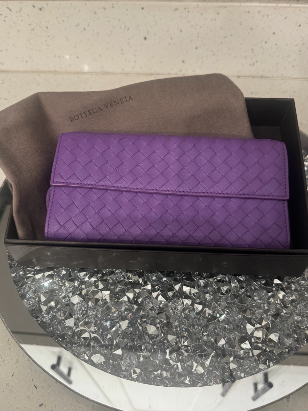 Bottega Veneta Purple Intrecciato Leather Wallet Clutch